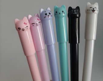 Adorable Cat Playing With Yarn Gel Pens 3 Pc Cute Cat Pens, Cat Lover Gift,  School Supplies, Signature Pen, Veterinarian Gift, Kawaii Pen 