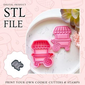 Flower Cart Cookie Cutter STL File – Instant Download for 3D Printing – Bakery, Floral, Market Theme Cutter