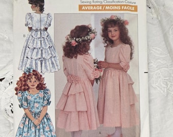 Butterick 4528 Child Dress Uncut Size 2-4 Vintage 1989 Ruffel Back Twirl Skirt