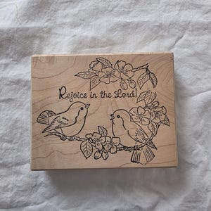 Heartfelt Creations Rejoice in the Lord Block Rubber Stamp Chicadees Card Art