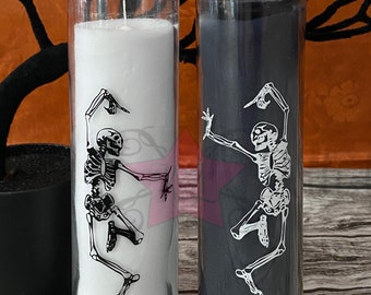 Dancing Skeleton Pillar Candle Set, Halloween Home Decor