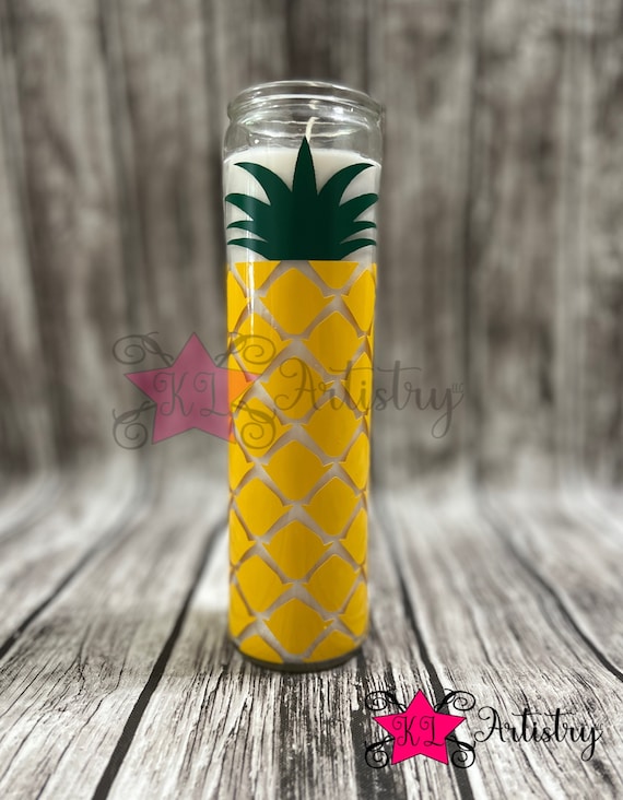 Unscented Pineapple Candle, Tropical Decor, Tall Jar Candle