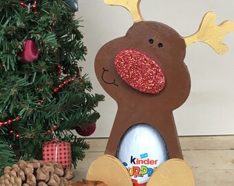Gepersonaliseerde kinderegg-kersthouder, kerstcadeau, kerstdecoratie, rendier, kousvuller, duurzaam cadeau, gepersonaliseerd cadeau