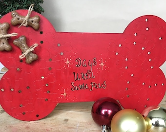 Gepersonaliseerde hondenkerst adventskalender, herbruikbare adventskalender, handgemaakte decoratie, hondenkerstdecoratie, kerstversiering