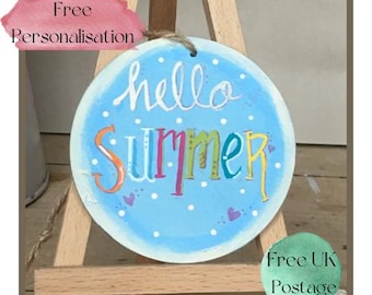 Zomerdecoraties, vermoeide dienbladdecoraties, zomer vermoeide dienblad, handgemaakte decoraties, handgemaakte cadeaus, zomercadeaus, hallo zomer