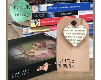 Houten hartspeld kleine vrouwen boekenpagina, kleine vrouwen broche, badge, sieraden, sieraden, kleine vrouwen cadeau, cadeau boekenliefhebber