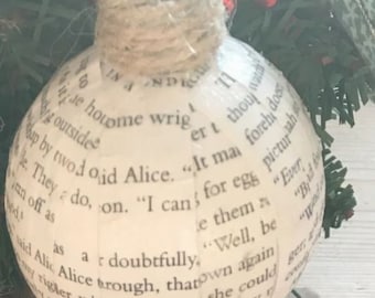 Alice in wonder Book page decoration, alice in wonderland christmas decoration, classic christmas decoration, book lover gift