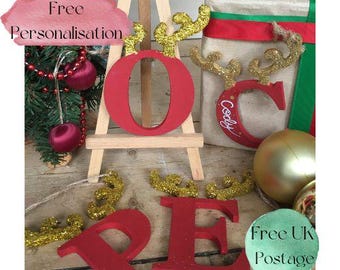 Gepersonaliseerde kerstversieringen, letters gewei, hangende decoraties, kerstkaartjes, cadeaukaartje, kerstversiering, gepersonaliseerd, gratis