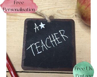 Leraar bedankt, hangende krijtborddecoratie, hangende decoratie, houten decoraties. bedankcadeau, leraarscadeau, GRATIS VERZENDKOSTEN
