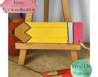 Bedankt leraar, cadeau leerling, potlooddecoratie, hangende decoratie, houten decoraties. bedankcadeau, cadeau leraar, cadeau student