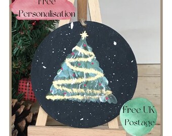 Gepersonaliseerde kerstversiering, handgemaakte decoratie, kerstboomversiering, kerstversiering, houten decoratie.