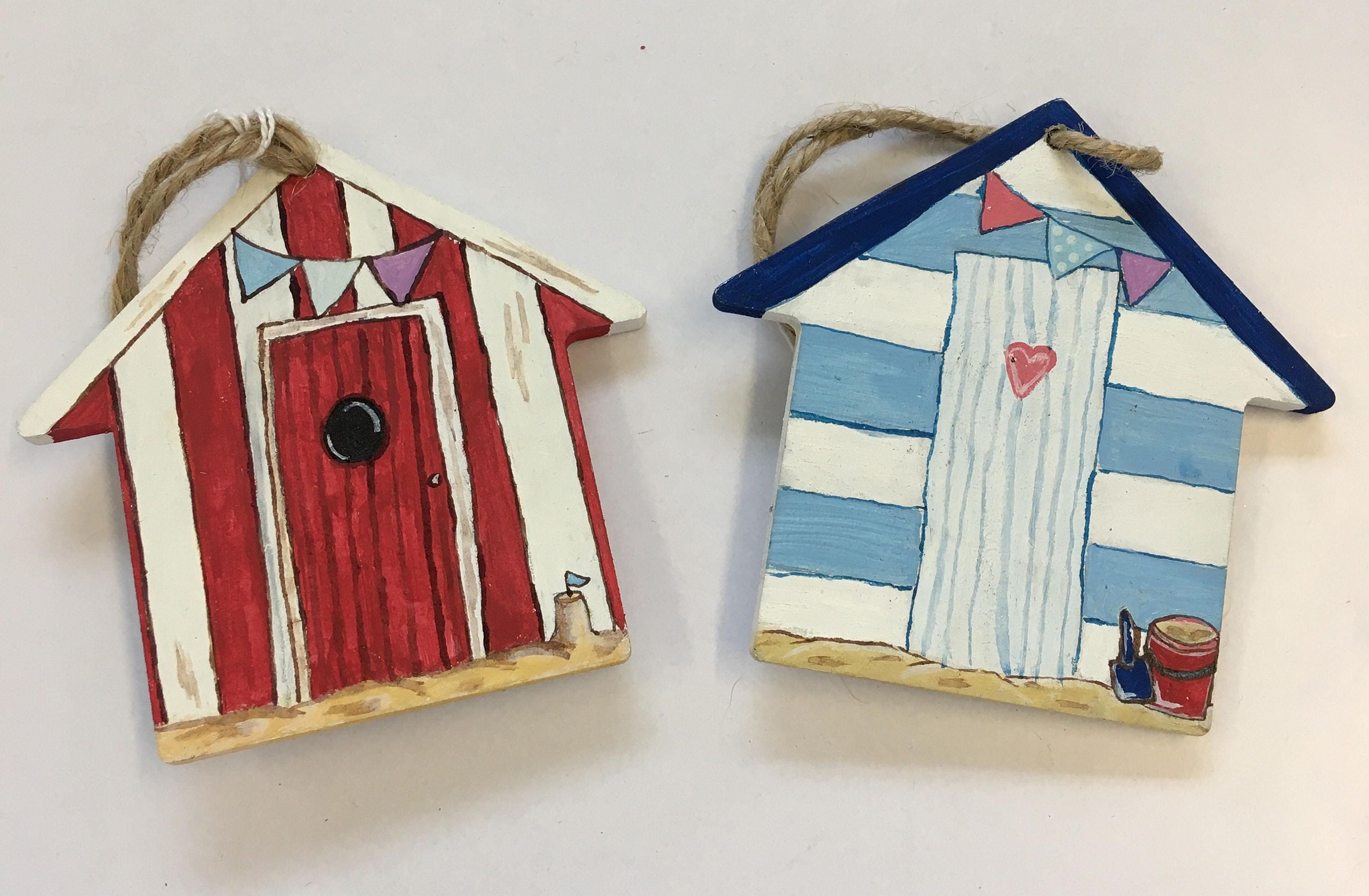 Red Hanging Beach Hut Decoration Wooden Beach Hut Beach Etsy UK