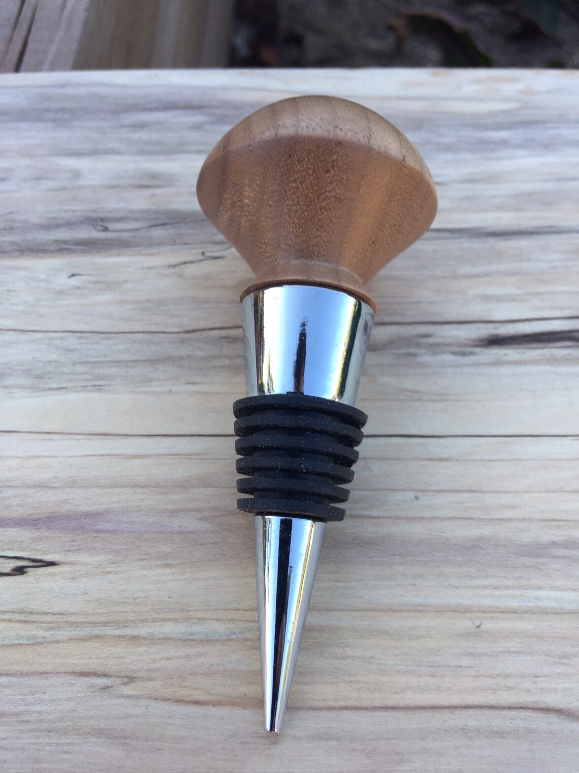 Handmade Wine Bottle Stopper, Wine Accessories, Chrome, Walnut. Etsy