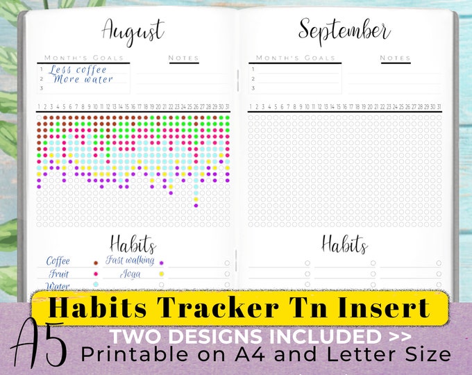 Habit Tracker Printable Insert for Travelers Notebooks A5 Printable ...