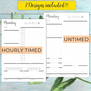 Daily docket traveler&#39;s notebook insert Printable A5 Midori insert Hourly Timed and Untimed included Print on Letter Size & A4