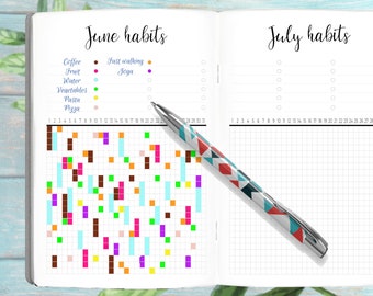 A5 Habit tracker Midori TN insert Printable traveler's notebook insert to track your monthly goals 2 Layout included January to December