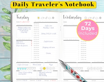 Orario Travelers Notebook Paper Insert - All Size Daily Planner - 72 giorni - Lunedì o Domenica Inizio - 12 colori o carta arcobaleno