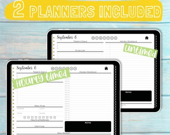 Digital daily planner for Goodnotes Keynote Notability  Hourly timed & Untimed daily schedule Horizontal Untimed digital days journal