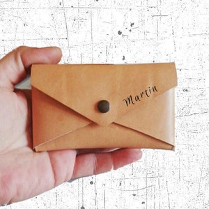 Cartera de cuero con broche de presión personalizada con nombre
