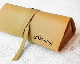 Leather pencil case with personalized name The perfect custom leather gift idea for artists Boho vintage style minimalist pouch