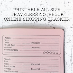 Printable Midori insert online shopping tracker travelers notebook insert for refillable journals Shopping tracker notebook All size pdf