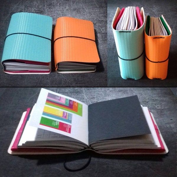Chunky Midori Travelers Notebook Geprägtes Journal mit 8 elastischen Bändern für mindestens 10 Einsätze Benutzerdefinierte Größe + Taschen 16 Farben & Texturen