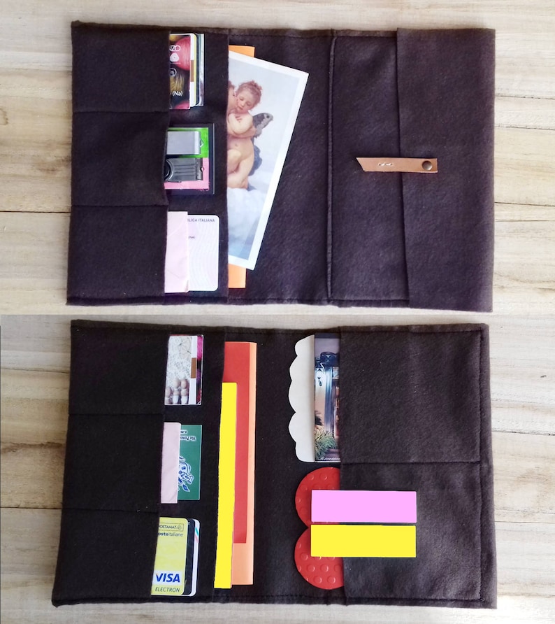 Travelers notebook wallet insert in 16 colors felt fabric to custom as you like: card pockets, envelope wallet, pencil wallet & cases image 2