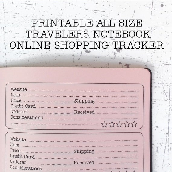 Printable Midori Insert Online Shopping Tracker Travelers | Etsy