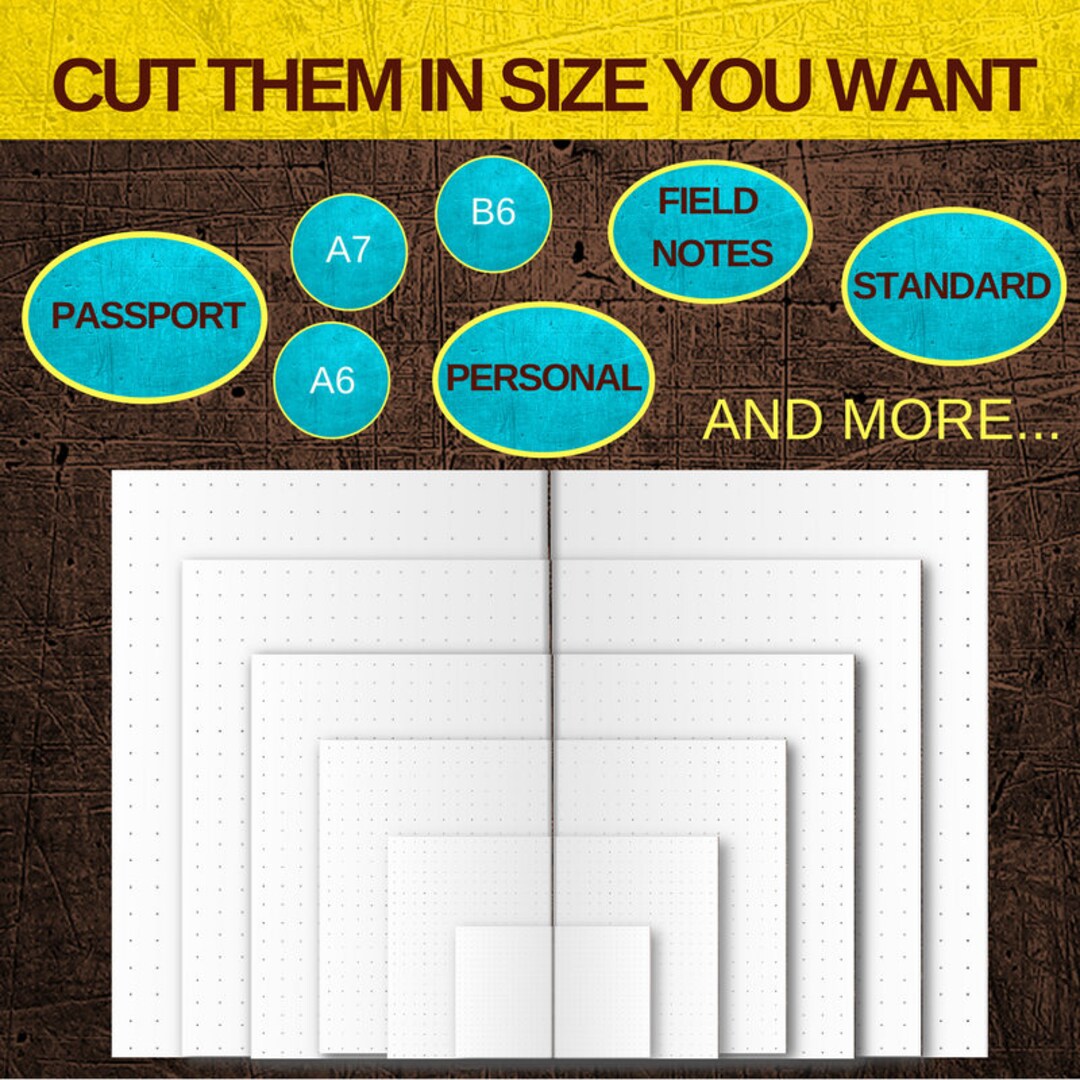 Printable Inserts for Travellers Notebook All Size Dotted Grid Notebook ...