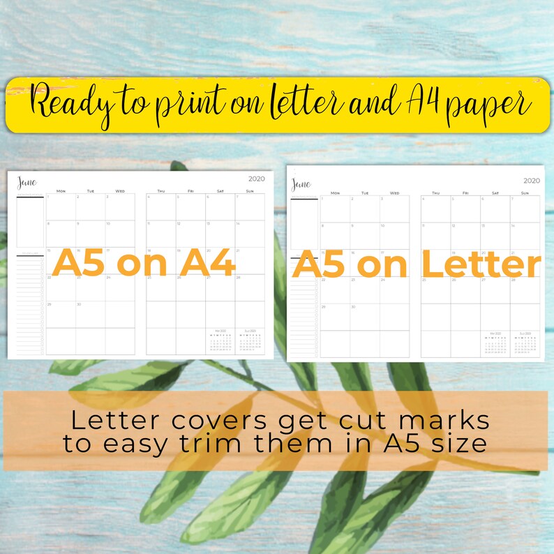 2021 Printable Midori Dated Monthly Calendar Inserts Monday & | Etsy