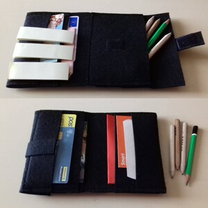 Travelers notebook wallet insert in 16 colors felt fabric to custom as you like: card pockets, envelope wallet, pencil wallet & cases image 3