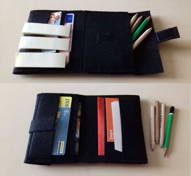 Travelers notebook wallet insert in 16 colors felt fabric to custom as you like: card pockets, envelope wallet, pencil wallet & cases image 3