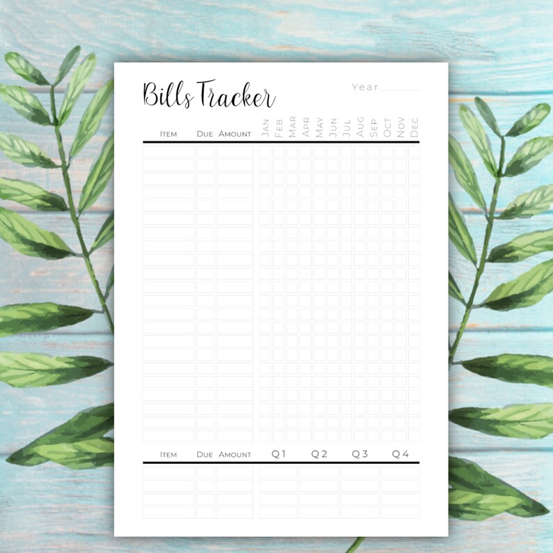 Monthly Bills Tracker Printable Planner Insert Template A5 A4 Letter ...