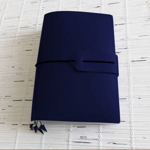 Copertina fauxdori vegana A5 A6 Passport & custom size Navy blue hard cover Fauxdori travelers notebook Colori e trame personalizzati