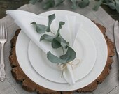 White cloth napkins, Hemstitch napkins set of 6, White linen napkins, Fabric napkins for farmhouse table, Rustic home decor, Natural linen