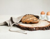 Natural linen drawstring bread bag - Reusable bread keeper