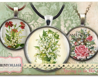 Lily of The Valley Cabochon images Digital Collage Images 1.5 inch, 16 mm 12 mm 1 inch digital download Bottle Cap printable download c46