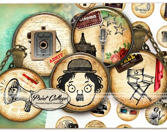 Cinema Movie Cabochon Images: 1-1.5 inch Collage Sheet (Digital Download)
