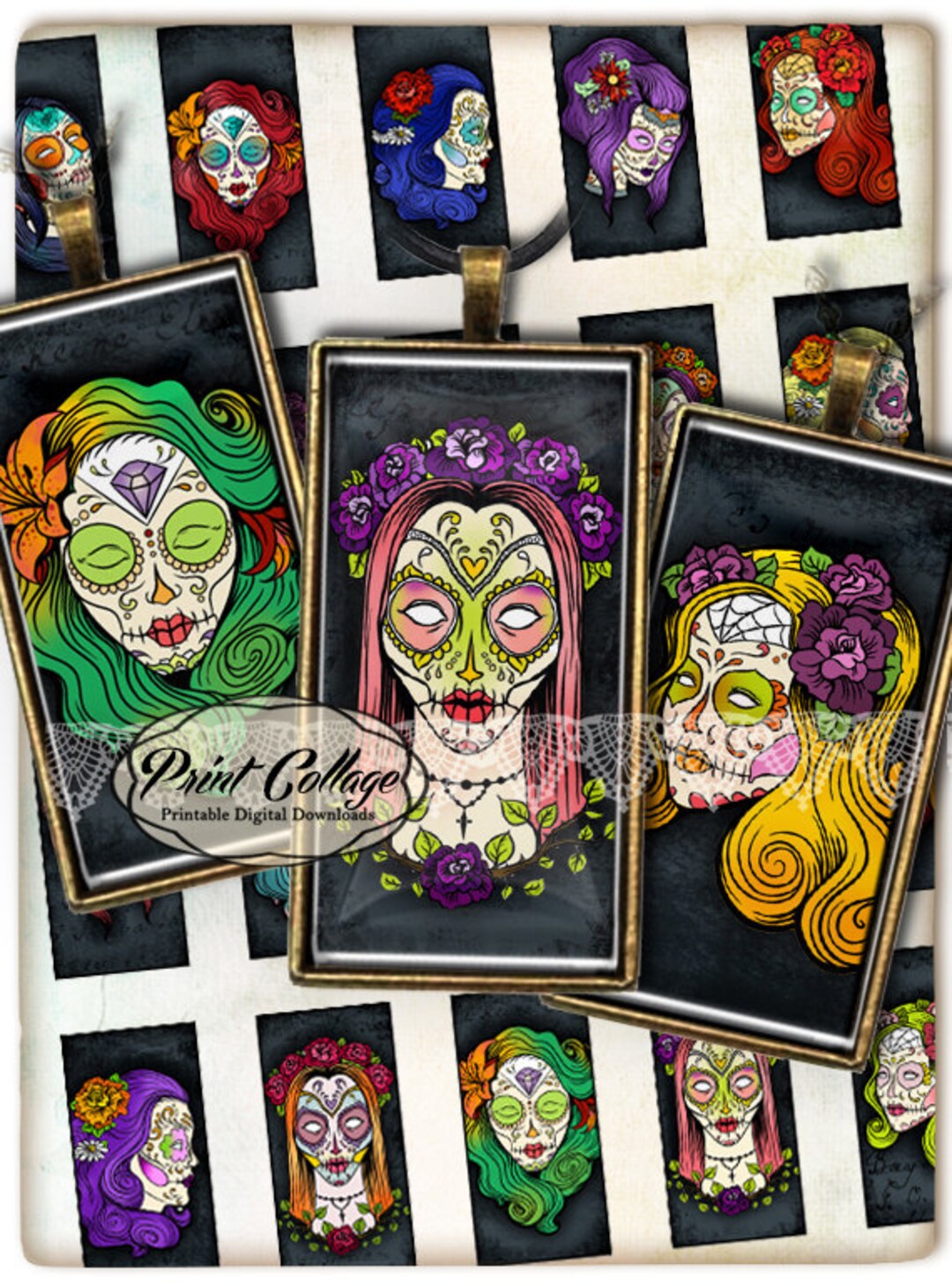 Domino Pendants Printable Images Digital Collage Sheet 1 X 2 Inch ...