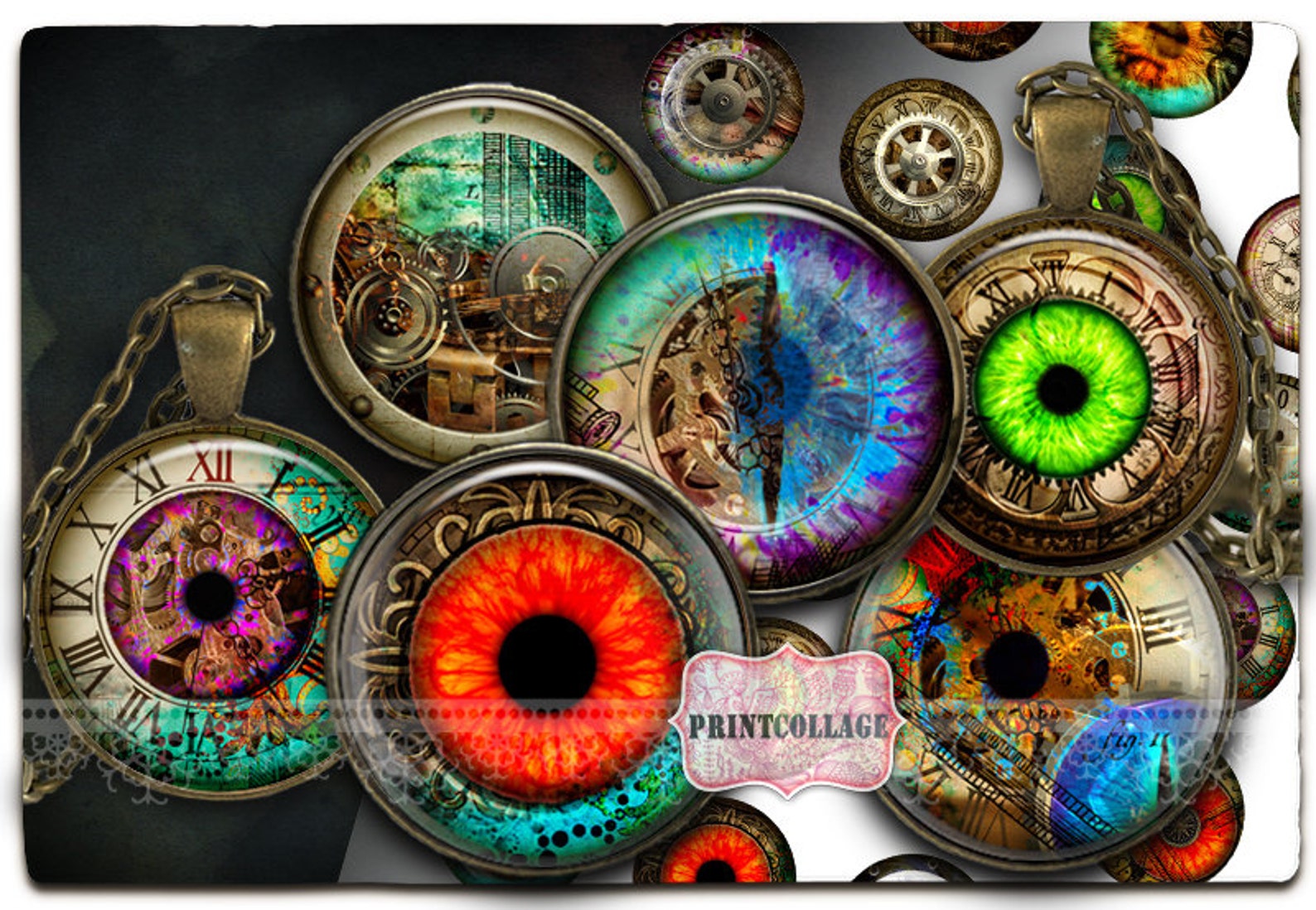 Steampunk Images Digital Printable Sheet Cabochon Images 1.5 - Etsy