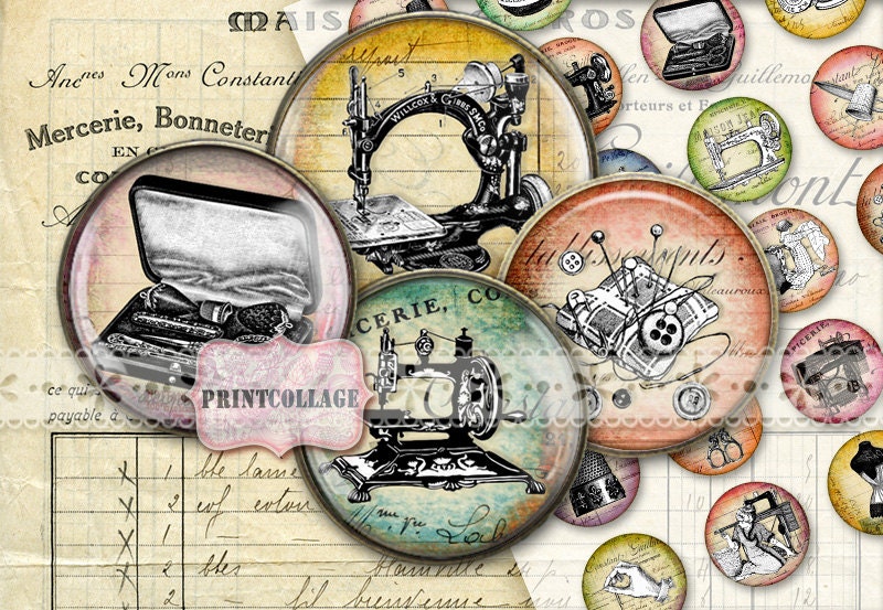 Sewing Machine Digital Printable Sheet Cabochon Images 1.5 Etsy Australia