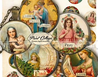 Catholic Religion Christmas Cabochon images Digital Collage Sheet 1.5 inch, 18 mm, 14 mm, 1 inch digital download Bottle Cap image c220
