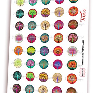 Digital Printable Sheet Cabochon Images 1.5 Inch 1inch 16,12mm Round ...
