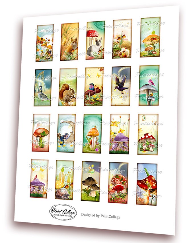 Magic Forest Domino Pendant Images Digital Collage Sheet 1 X 2 Inch ...