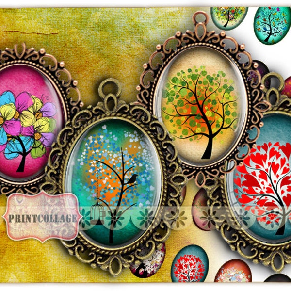 Tree Cabochon ovale images Digital Printable images 30x40mm 30x22mm 25x18mm 18x13mm pour pendentifs lunette cabine aimants scrap booking c159