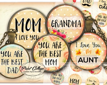 Family, Love Quotes Cabochon images, Digital Download, Pendant Collage Images, 1.5 inch, 16 mm 12 mm 1 inch Bottle Cap printables c237