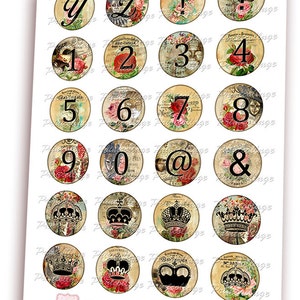 Alphabet Letters Round Images Digital Printable Sheet 1.5 Inch 1inch ...