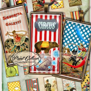 Circus images Domino size Pendant Printable images Digital Collage Sheet 1 x 2 inch Jewelry Backgrounds Clip Art Instant Download c167