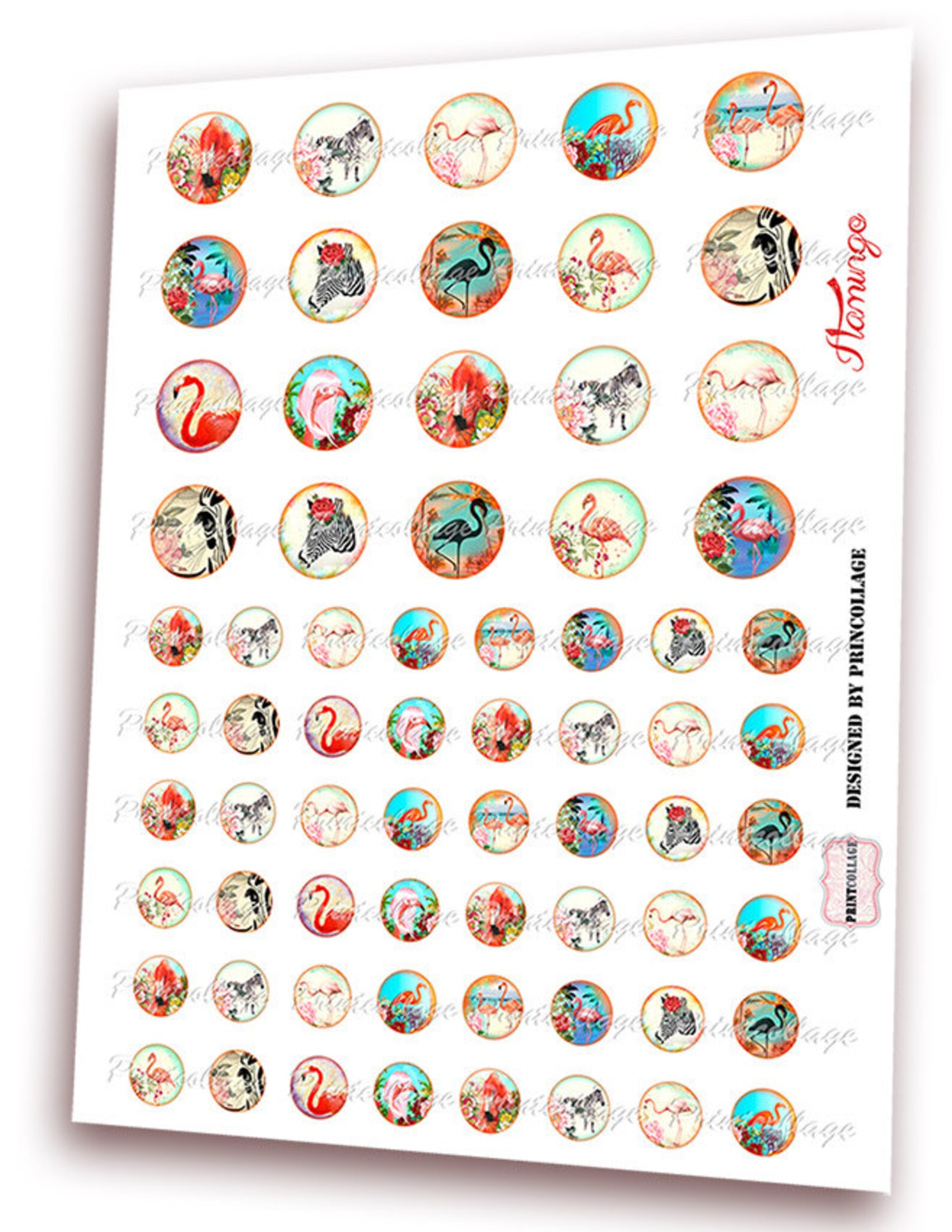 Digital Printable Sheet Cabochon Images 1.5 Inch 1inch 20,16mm Round ...