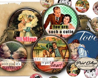 Love Memes Ornamental Digital Printable Sheet Cabochon images 1.5 inch 1 inch 16,12 mm round Printables for pendants Instant download c259